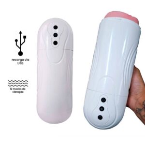 Masturbador Lanterna c/ Vibração e Sucção Recarregável