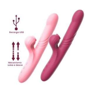 Vibrador Vai e Vem c/ Estimulador por Ondas de Pressão Recarregável