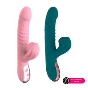Vibrador Ponto G Rotativo Sobe e Desce c/ Estimulador por Sucção Recarregável - SUCK