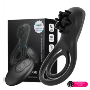 Anel Peniano Duplo Recarregável c/ Controle Wireless 10 Funções