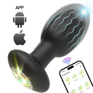 Plug Anal c/ Vibrador e Luz de Led c/ Controle Aplicativo