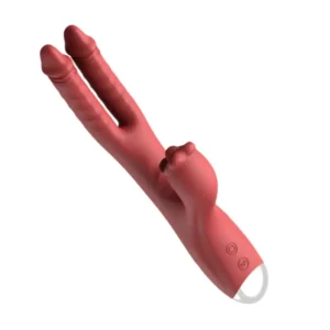 Vibrador Duplo Vai e Vem c/ Estimulador Revarregável