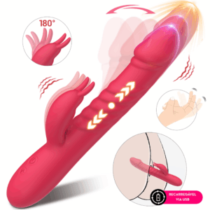 Vibrador Ponto G Vai e Vem c/ Estimulador Rabbit Recarregável
