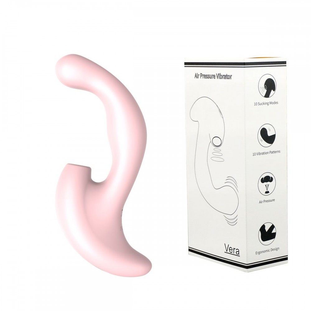 Vibrador Ponto G c/ Estimulador por Sucção Recarregável 10 Funções - Vera