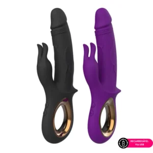 Vibrador Formato Glande c/ Estimulador Recarregável