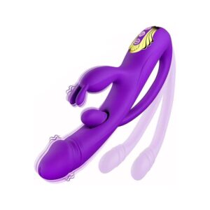 Vibrador c/ Estimulador Clitoriano e Plug Lateral Recarregável