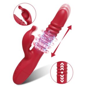Vibrador Vai e Vem c/ Anel Rotativo e Estimulador Recarregável