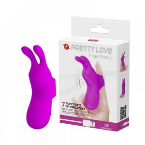 Dedeira Vibratória Pretty Love Finger Bunny Recarregável 7 Funções
