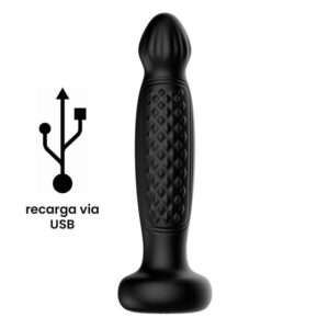 Plug Anal Texturizado c/ Vibrador e Ondas de Movimento Recarregável