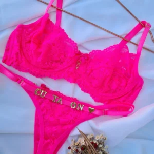 Conjunto Para Personalizar Basic Renda - Pink Neon