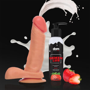 Kit Splash - Pênis Que Ejacula 16,5 x 4cm com Escroto + Semen Lub Morango Lubrificante