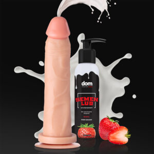 Kit Splash - Pênis Que Ejacula 18 x 4,5cm + Sêmen Lub Morango Lubrificante