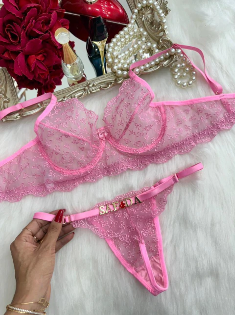 Conjunto Laço Personalizável - Rosa Hera