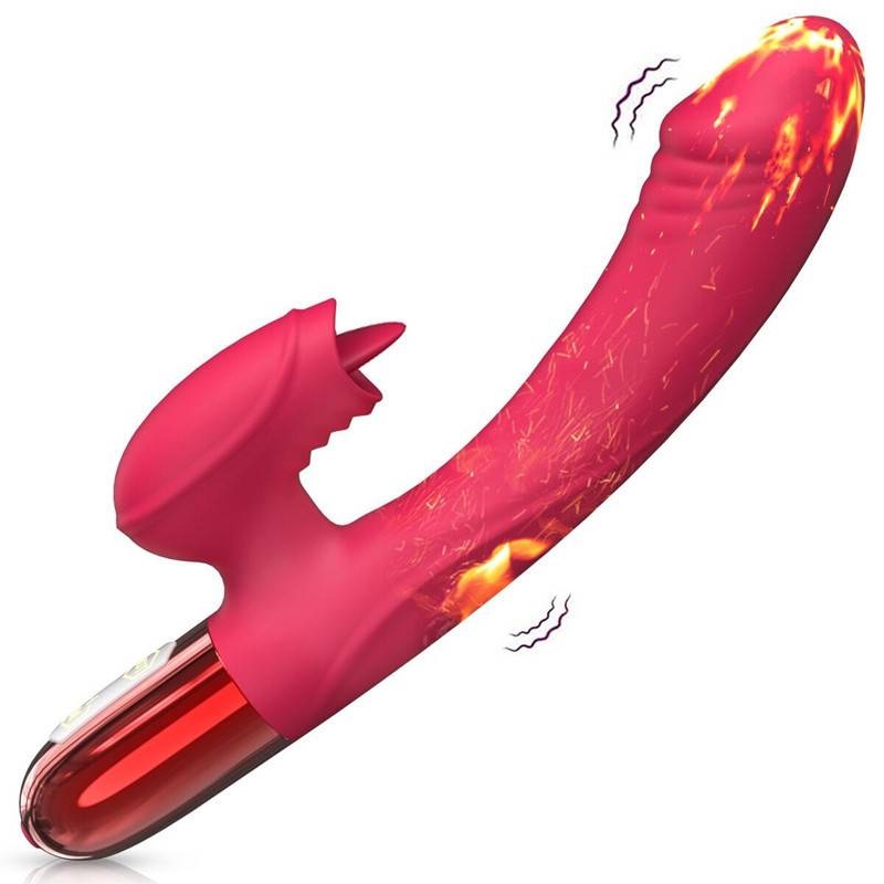 Vibrador Ponto G c/ Estimulador Linguinha e Função Aquecimento Recarregável