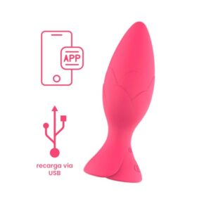 Plug Anal Base Flor Recarregável Controle por Aplicativo