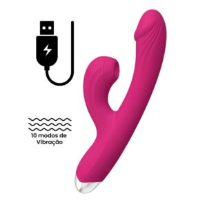 Vibrador Ponto G c/ Estimulador por Sucção Recarregável 10 Funções