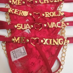 Calcinha Fio Coração Personalizada c/ Corrente